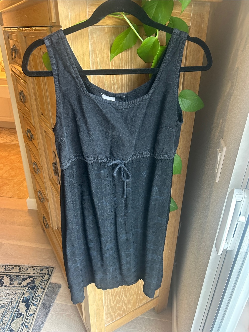 Johnny Was Black Sleeveless Tie-Waist Summer Dress